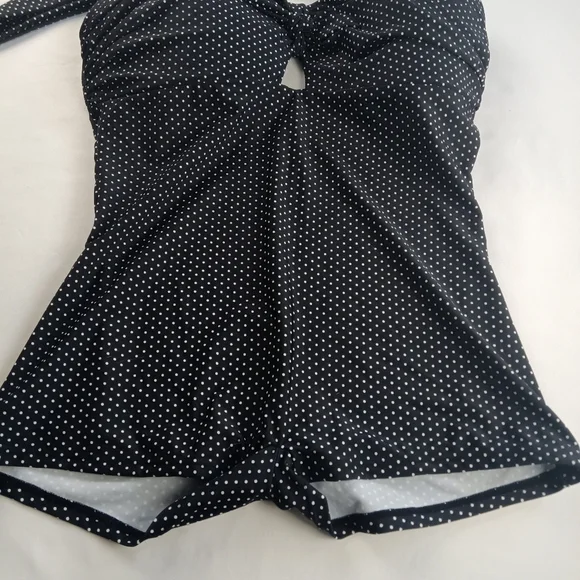 Unique Vintage XL 50'S STYL BEACH BABE Women's Swim Suit NWT BLACK W/ WHITE DOTS - Picture 4 of 16